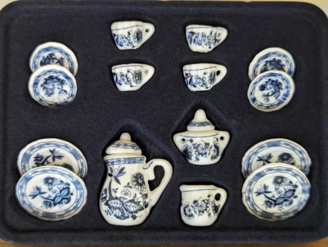 JAPANESE BLUE china tea set porcelain 1:12th scale dolls house miniature UH