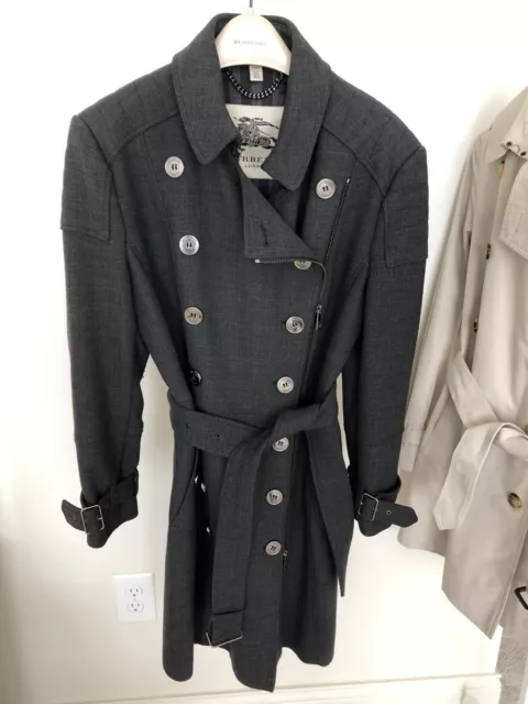 Womens Burberry London Virgin Wool Blend  Trench coat Sz US 12