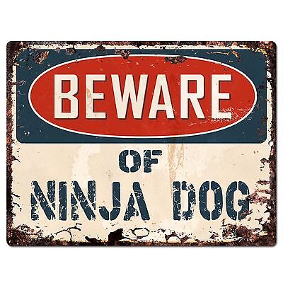 PP1478 Beware of NINJA DOG Plate Rustic Chic Sign Home Room Store  Decor Gift
