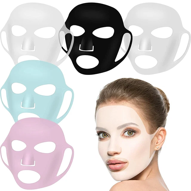 5 Pieces Reusable Silicone Facial Mask White, Black, Pink, Blue, Transparent