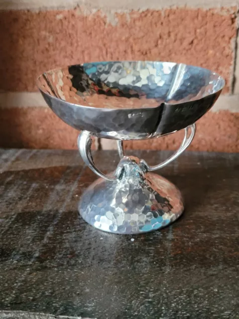Stunning Solid Silver Bon Bon Dish Alround Hammered Finish C 1908