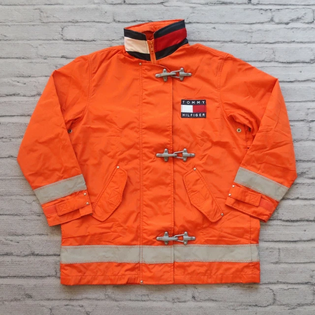 VINTAGE 90S TOMMY Hilfiger Reflective Fireman Clasp Jacket Size