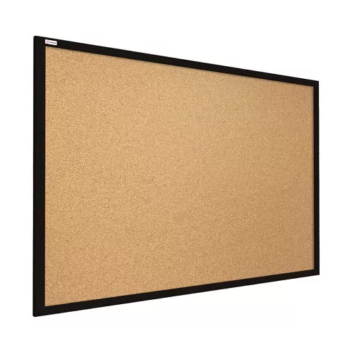 Cork notice board wooden black frame 60x40 cm