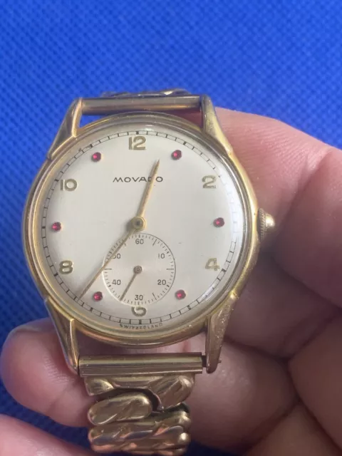 MOVADO CAL.470,  GOLD, RUBY STUDDED DIAL, c1958 - SPECTACULAR!