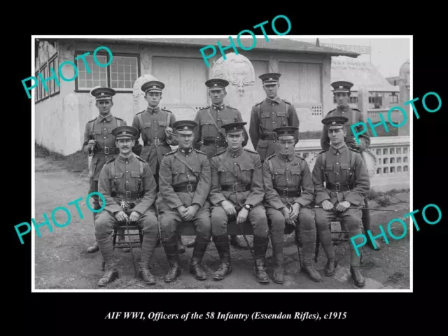 Old Postcard Size Photo Of Wwi Australian Military Essendon Rifle Officers 1915