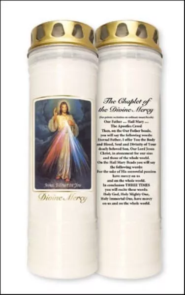 Divine Mercy 7 Days Holy Candle Christian Catholic 23 cm + Prayer on Reverse