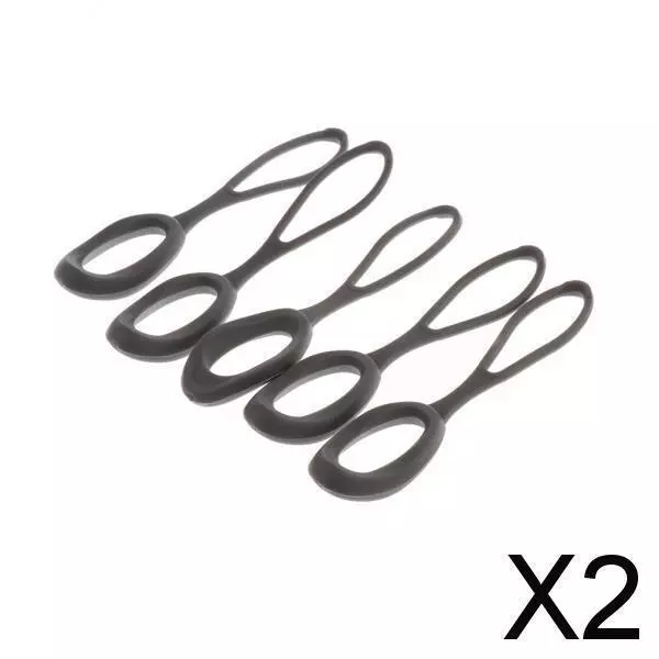 2X 5 Pieces Non-slip Strong Zipper Pull Cord Zip Puller Zip Fastener Grey