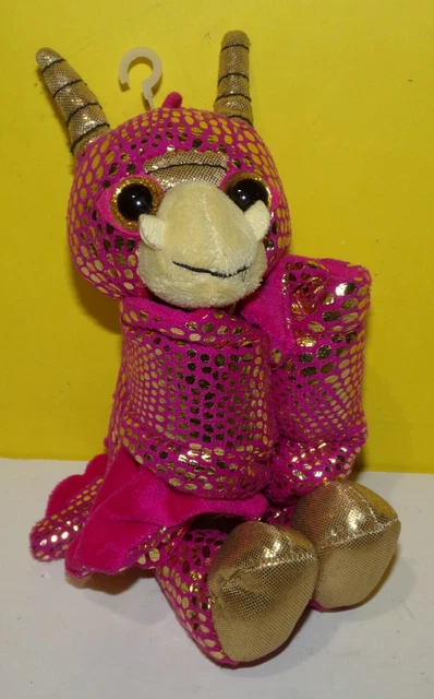 8" Pink  / Gold Wild Republic Dragon Plush Slap Bracelet stuffed