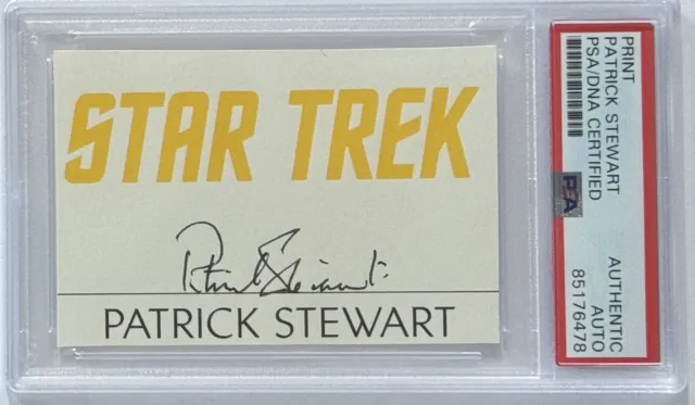 Patrick Stewart SIGNED Star Trek Logo Print Photograph PSA DNA COA Cpt. Picard