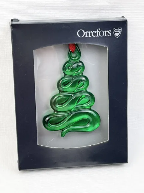 Orrefors Swedish Crystal Holly Days Green Christmas Tree Ornament Bloomingdales