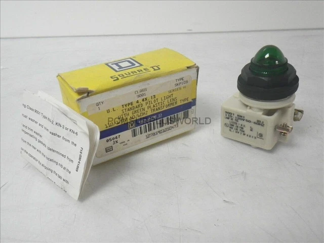 9001-SKP1G9 Square D Pilot Light With Green Lens 120V 9001-KM1 (New)