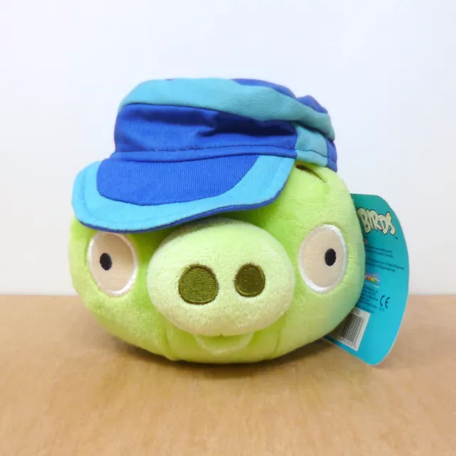 Cappello e borsa peluche Angry Birds postino maiale verde peluche blu 5" 2011 Commonwealth TAGGATO