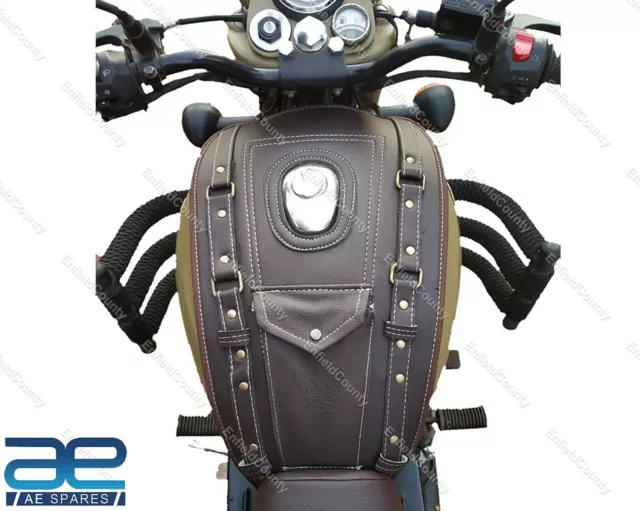 Tank Cover Faux Leather Brown For Royal Enfield Classic 350 500 Bullet Standard
