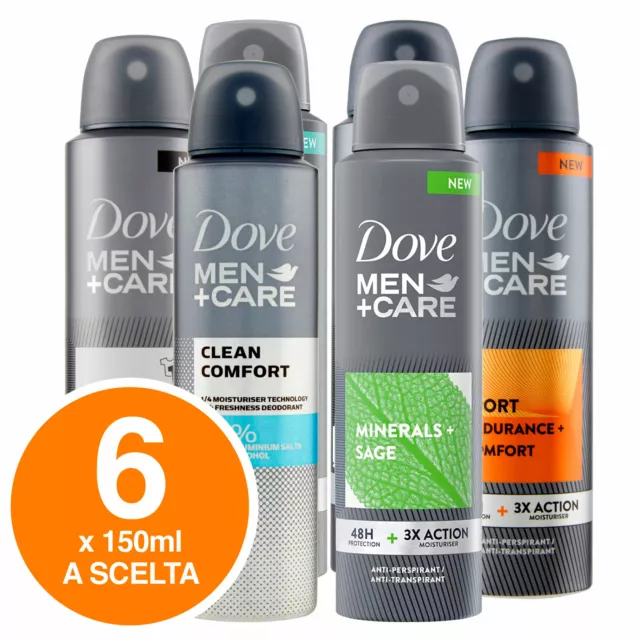 Dove Men+Care Deodorante Spray Corpo Antitraspirante Uomo Protezione Odori 6 Deo