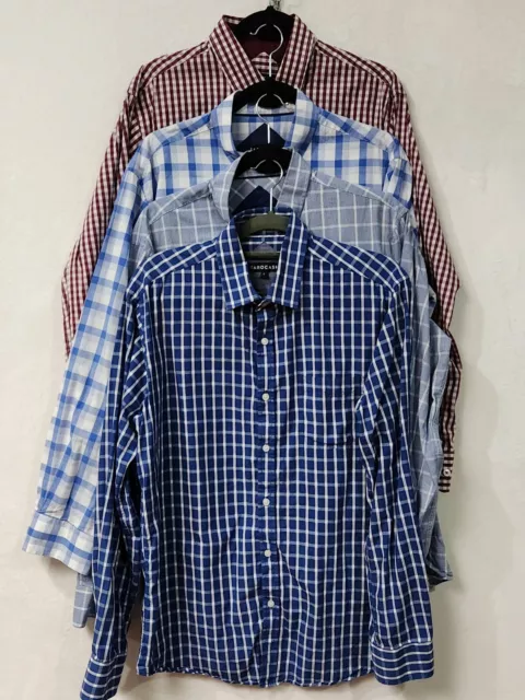 4 x Tarocash Mens Long Sleeve Button Up Collar Check Shirts Size L (2112)