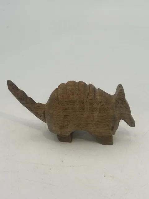 Armadillo Figurine Hand Carved Wooden Figure