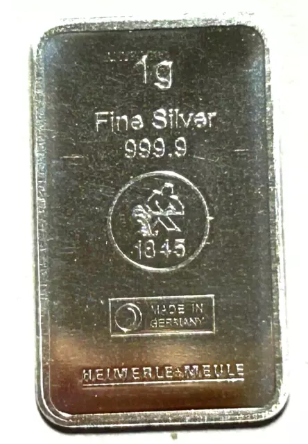 1 Gram Silver Bar Heimerle & Meule.