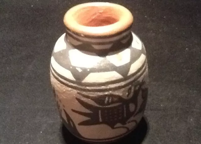 T.Tenorio miniature Santo Domingo pottery miniature vase artist signed