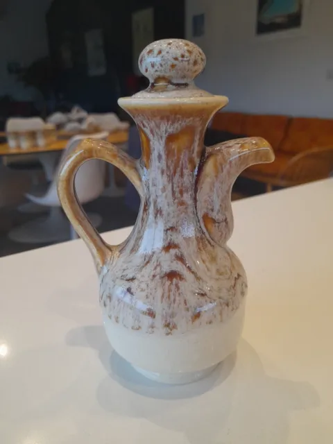 Vintage Fosters Pottery Cornwall brown honeycomb vinegar/oil jug cruet