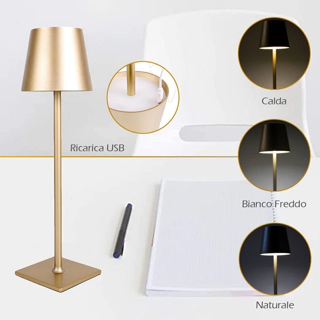 Lampada Touch da Da tavolo Led Ricaricabile Ristorante Ufficio Salone Dorata cir