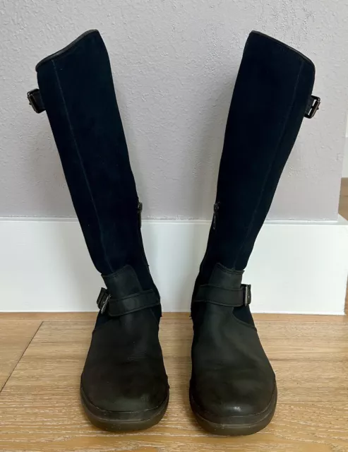 UGG Thomsen Tall Riding Lined Boot  Black Suede Waterproof Women Size 8 #1005268