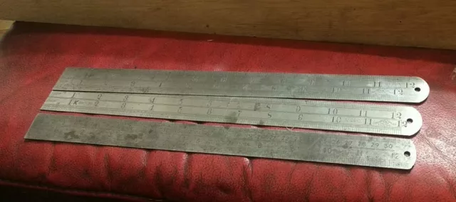 3 RULERS STEEL 12" VTG RABONE CHESTERMAN No34 No1291D No1956D SHEFFIELD ENGLAND