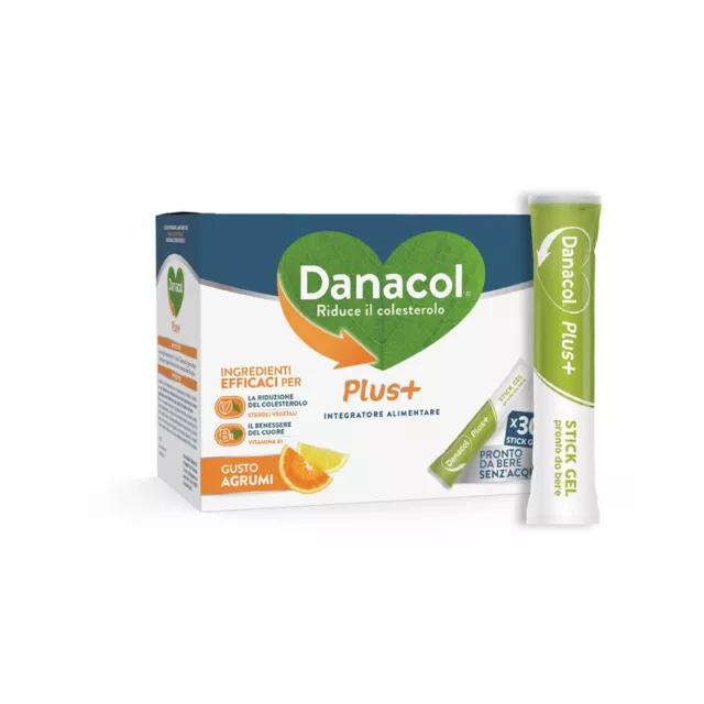 Integratore Danone Danacol Plus + 30 Stick Gel RIDUCE IL COLESTEROLO - Agrumi