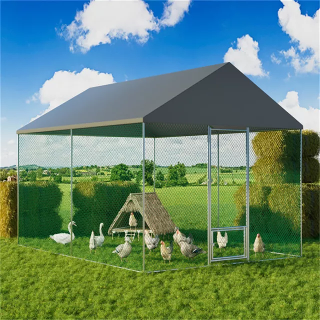 L/XL/XXL Large Strong Metal Chicken Coop Walk-in Poultry Cage Runs Lockable Door 2