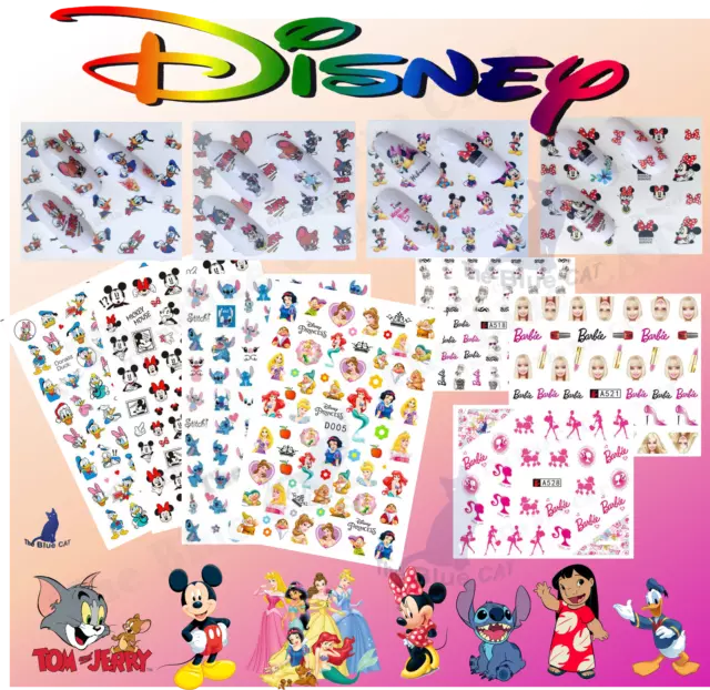 Nail Art Water Decals Sticker Disney Character, Barbies, Mickey, Princess Stitch