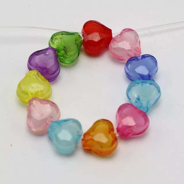 200 piezas Cuentas Espaciadoras Cuentas de Corazón Facetado de Acrílico de Color Mixto 8 mm en Cuentas