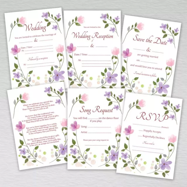 Wedding Invitations Blank Reception Save Date RSVP Table Numbers Name Cards