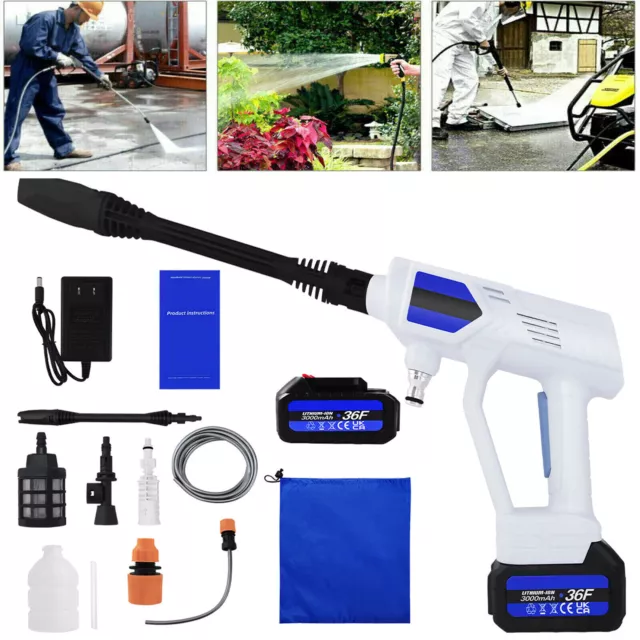 Cordless Pressure Washer Gun Power Spray Cleaner Jet Battery & Charger 3500W