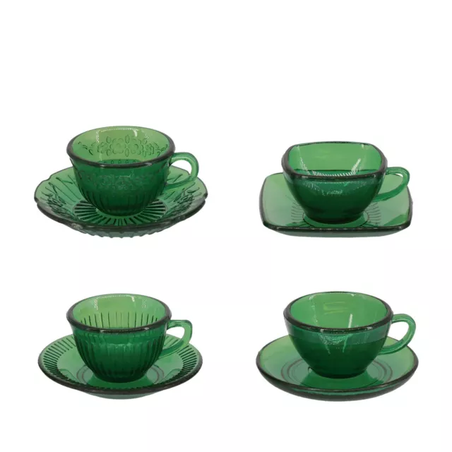 8PC Dollhouse Miniature 1/6 Plastic Green Coffee Cups Set Kitchen Accessories