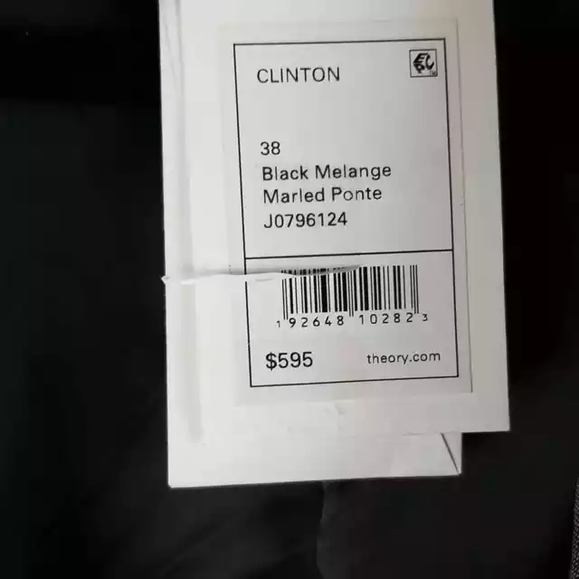 Theory Men's Size 38  Clinton Black Melange Blazer in Marled Ponte MSRP $595 2