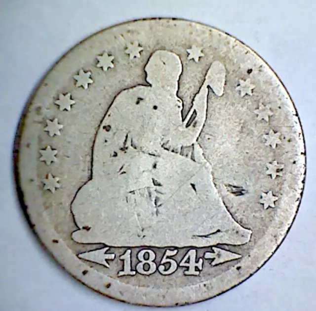 1854 With Arrows Liberty Seated Silver Quarter Lot A