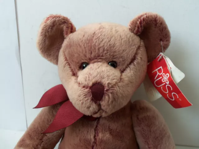 Peluche ours en peluche marron Russ Berrie Chantelle jouet en peluche douce avec étiquette amour 2