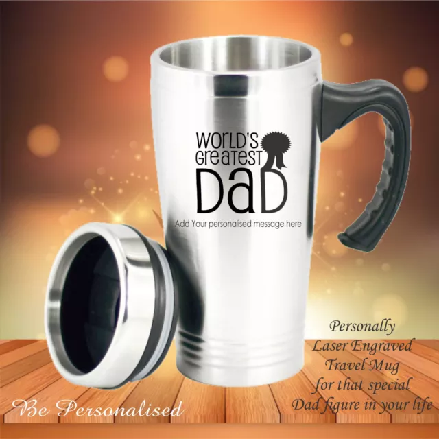 Personalised Fathers Day Travel Mug Gift Present Dad Engraved Birthday Coffee