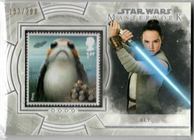 Star Wars 2018 Topps Masterwork Royal Mail Postage Stamp S-Pr Rey Porg 183/200