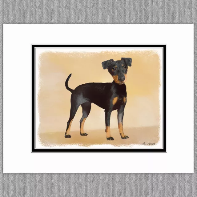 Manchester Terrier Dog Original Art Print 8x10 Matted to 11x14
