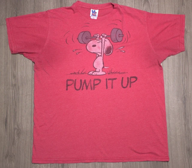 Junk Food Clothing Men’s Size XL Red Peanuts Snoopy Pump It Up Graphic Tee AXL