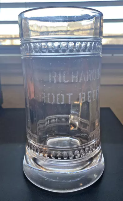 Vintage Tall Thick Clear Glass Richardson's Creamy Root Beer Rich Mug - Rare