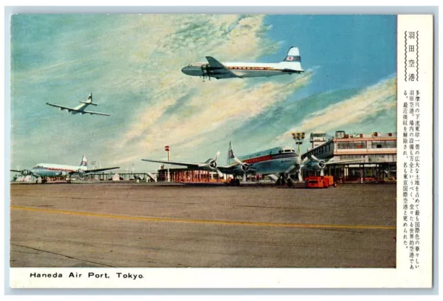 Tokyo Japan Postcard Japan Air Lines Airplanes Haneda Air Port c1930's