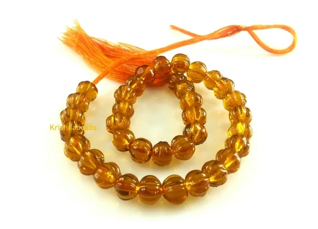 AAA + 1 brin Citrine pastèque sculptée 6-7mm Hydro Smooth Gemstone Perles 8...