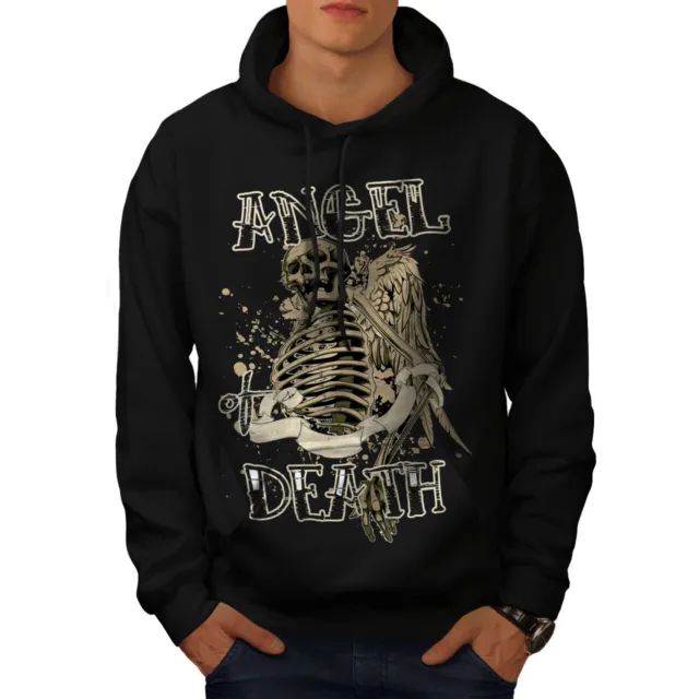 Wellcoda Angel Death Gothic Skull Mens Hoodie, Hell Casual Hooded Sweatshirt