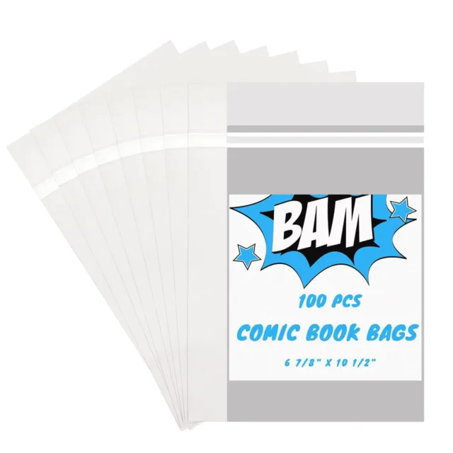 Comic Book Bags, Acid Free Current Comic Book Sleeves, Comic Protector 100 PCS