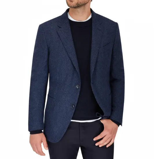 ERMENEGILDO ZEGNA Navy Blue Birdseye Suit Blazer Sport Coat 40R Super 100s Wool