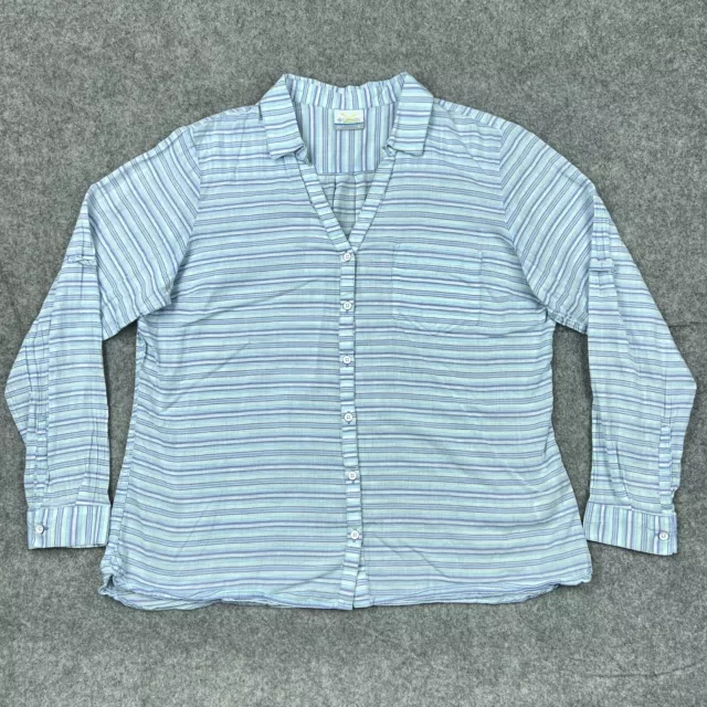 COLUMBIA SHIRT WOMENS Extra Large Blue Striped Long Sleeve Button Up ...
