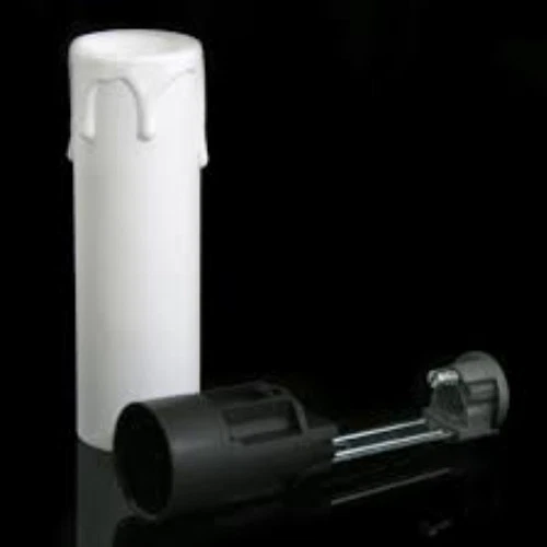 Portalampada Finta Candela E14 - Bianco, Altezza 65mm, Con Staffa Metallica M10x1 - Foto 3