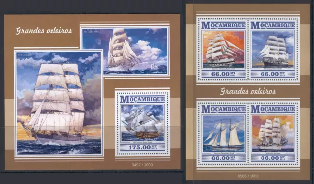 Transport C90 SAILING SHIPS - 2 Sheets MNH Mozambique 2015