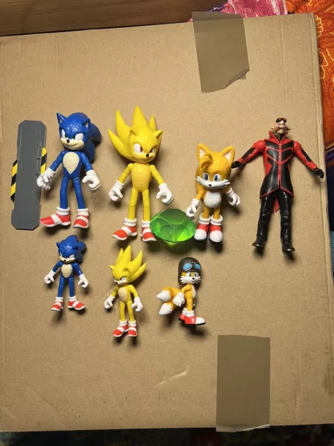 Sonic The Hedgehog 2 Movie Super Sonic/tails/robotnik  4" Action Figure Jakks